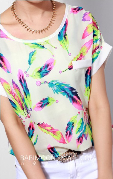 Блузи с къс ръкав и  различна шарка