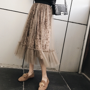 Модерна дълга плисирана пола с висока талия в различни цветове