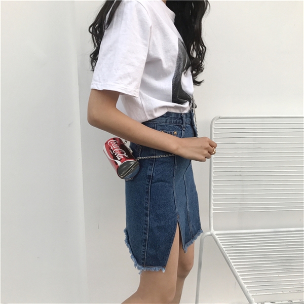 Μεγάλη τζιν φούστα τύπου τζιν με σχισμές