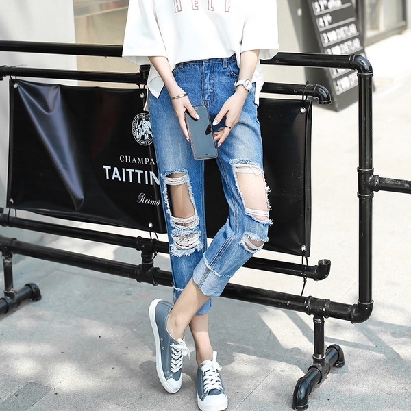 Летни накъсани небрежни дънки