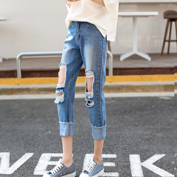 Летни накъсани небрежни дънки