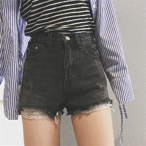 Μαύρο και μπλε άνοιξη-καλοκαίρι κυρίες σύντομο παντελόνι τζιν
