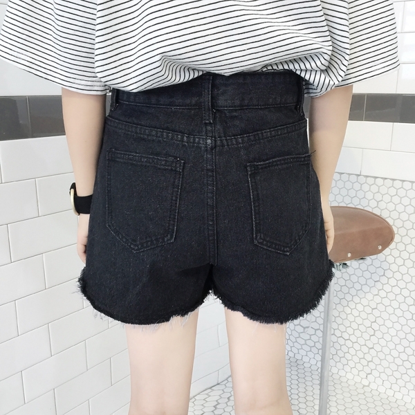 Οι γυναίκες ευρεία μαύρο σορτς με ψηλή μέση