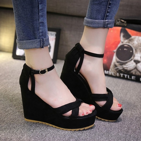 Дамски летни сандали на платформа: Черни Зелени Сиви Розови