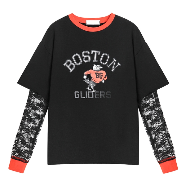 Уникална дамска блуза с дълъг ръкав и дантела `Boston Gliders`