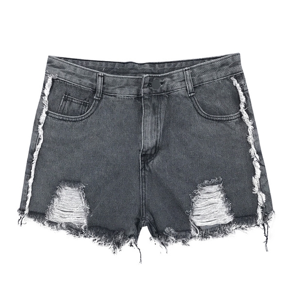 Σύγχρονη σκισμένο denim σύντομο παντελόνι σε γκρι