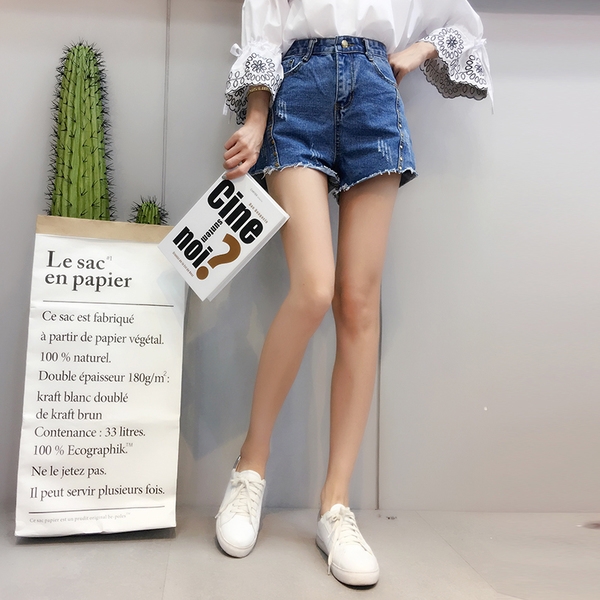 Τζιν σορτς με υψηλή μέση και τα καψούλια