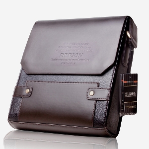 Мъжка тъмнокафява бизнес чанта тип куфарче от еко кожа