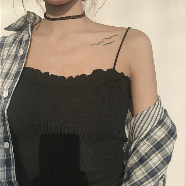 Дамски пролетно-летен потник с рипс в бяло и черно