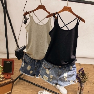 Дамски изчистен потник с кръстосани презрамки на гърба в няколко цвята