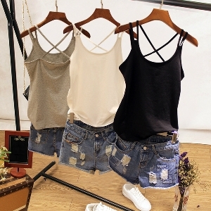 Дамски изчистен потник с кръстосани презрамки на гърба в няколко цвята