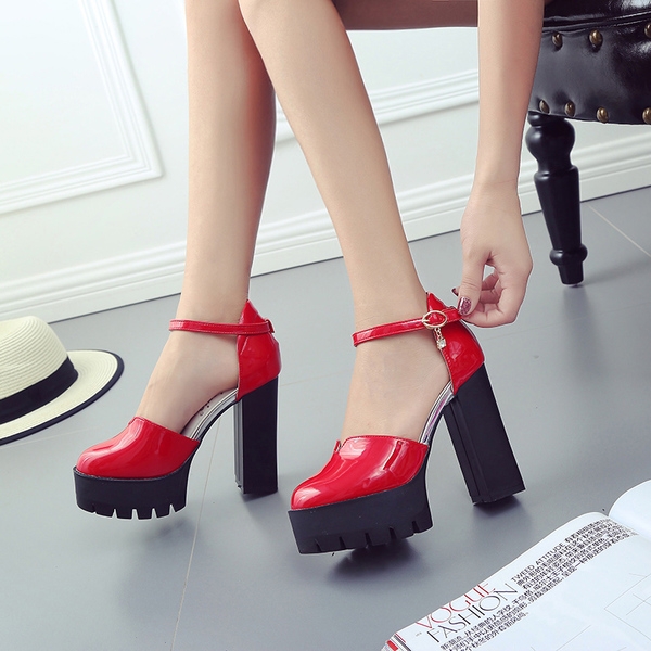 Дамски елегантни обувки с висок ток и каишки в три цвята
