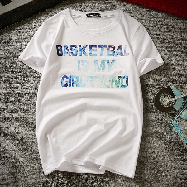 νέα καλοκαιρινή ανδρών t-shirts με ενδιαφέρουσες εκτυπώσεις και μηνύματα «Το μπάσκετ είναι η φίλη μου» - ενδιαφέροντα σχέδια και