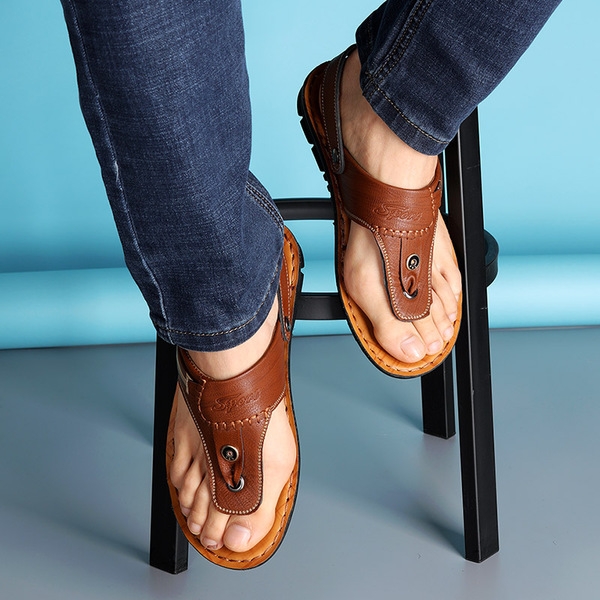 Мъжки сандали от еко кожа в два модела подходящи за плаж и ежедневие 