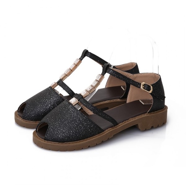 Дамски ниски велурени сандали с камъни: Розови, Черни, Бежови