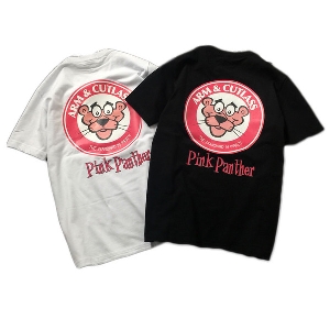 Дамски памучни тениски с къс ръкав с пинко розовата пантера: Бяла и Черна