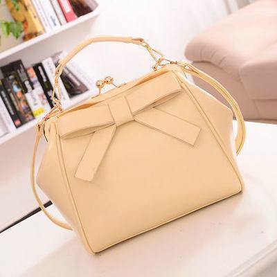 Модна дамска малка чанта с панделка с дълга дръжка: Розова Лилава Бежова Черна Червена