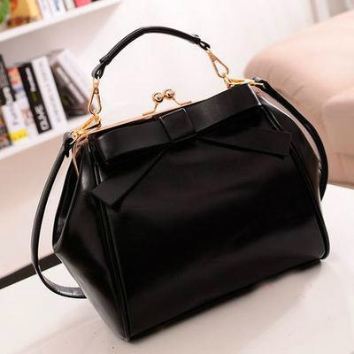 Модна дамска малка чанта с панделка с дълга дръжка: Розова Лилава Бежова Черна Червена