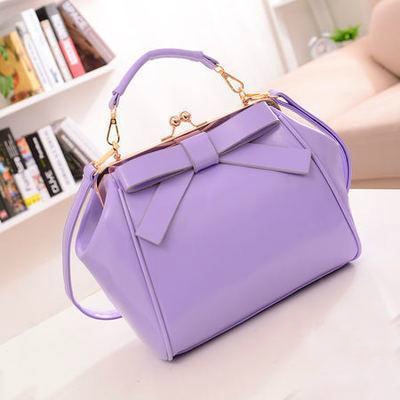 Модна дамска малка чанта с панделка с дълга дръжка: Розова Лилава Бежова Черна Червена