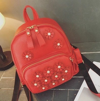 Дамска сладка малка раница кожена на цветя 