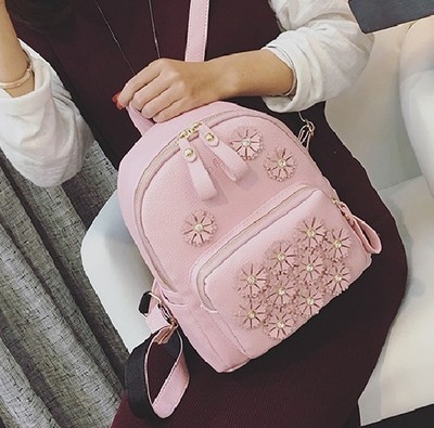 Дамска сладка малка раница кожена на цветя 