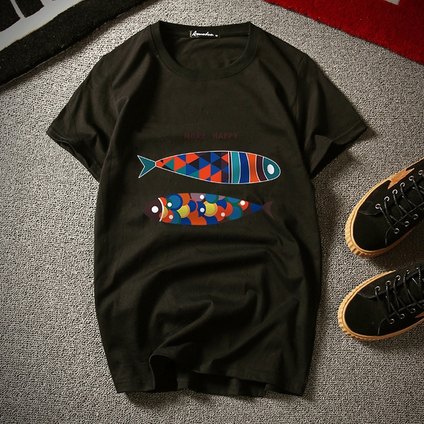 Мъжки летни тениски с интересни изборажения в сив, черен, зелен бял цвят 