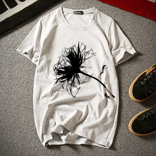 Мъжки летни тениски с интересни изборажения в сив, черен, зелен бял цвят 