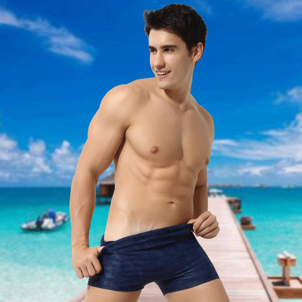 Мъжки бански два модела: сиви и тъмносини боксерки