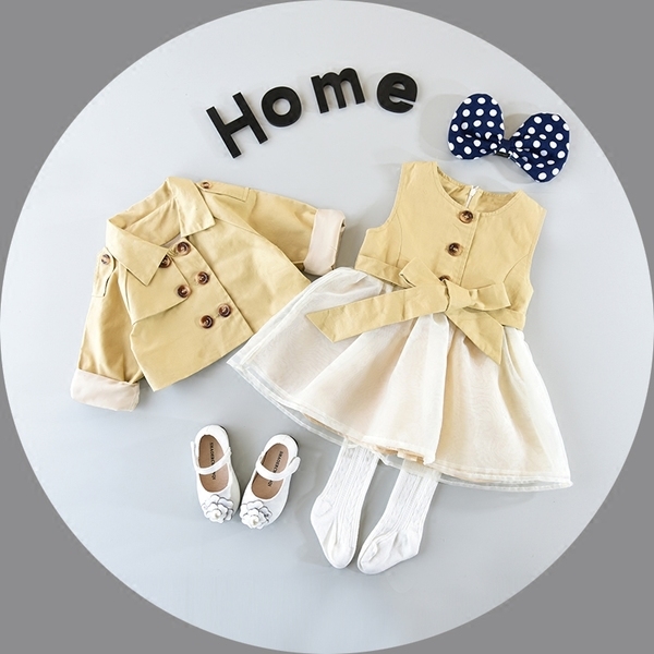 НОВ пролетен комплект за момичета рокля и модерно късо сако 