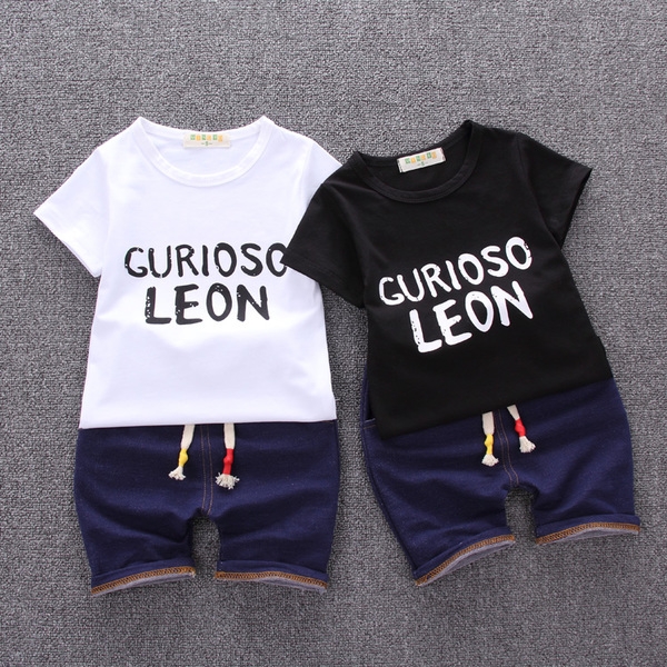 Детски летен памучен комплект за момчета тениска и къси панталони