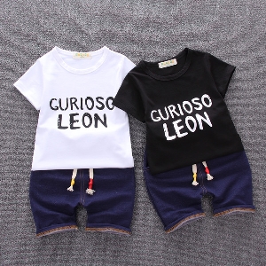 Детски летен памучен комплект за момчета тениска и къси панталони