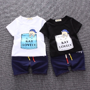 Детски летен памучен комплект за момчета тениска и къси панталони