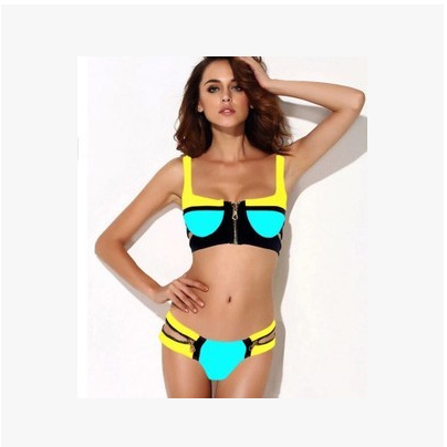 Дамски актуален бански в неонови цветове