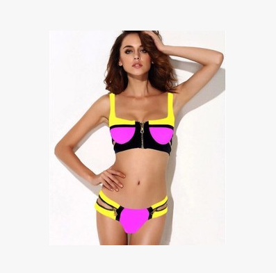 Дамски актуален бански в неонови цветове