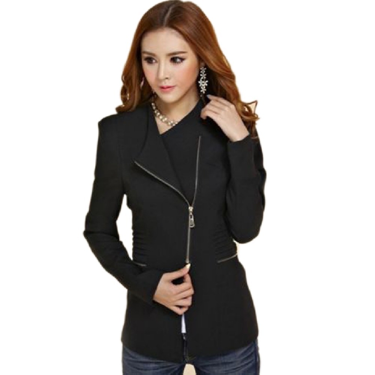 Дамско есенно и зимно памучно палто с ципове в три цвята червено, черно, жълто