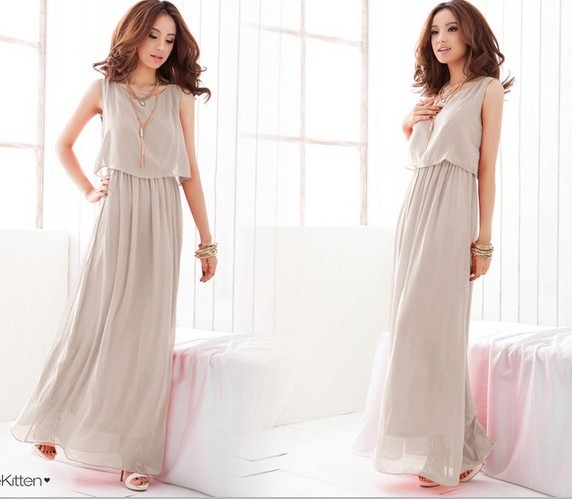 Дамска шифонена лятна дълга рокля: 4 цвята