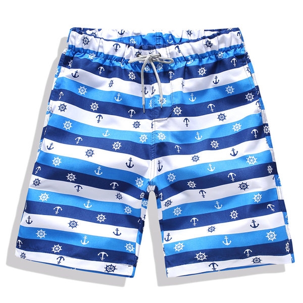 Бързосъхнещи мъжки плажни шорти в син и червен цвят 
