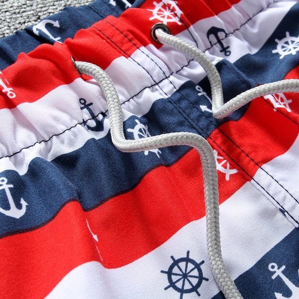 Бързосъхнещи мъжки плажни шорти в син и червен цвят 