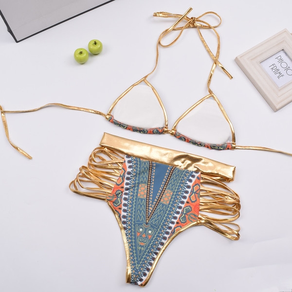 Дамски атрактивен бански с висока талия 