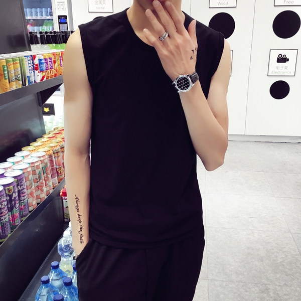 Мъжки памучни потници в черен и бял цвят