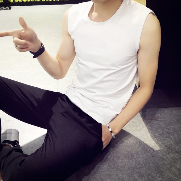 Мъжки памучни потници в черен и бял цвят