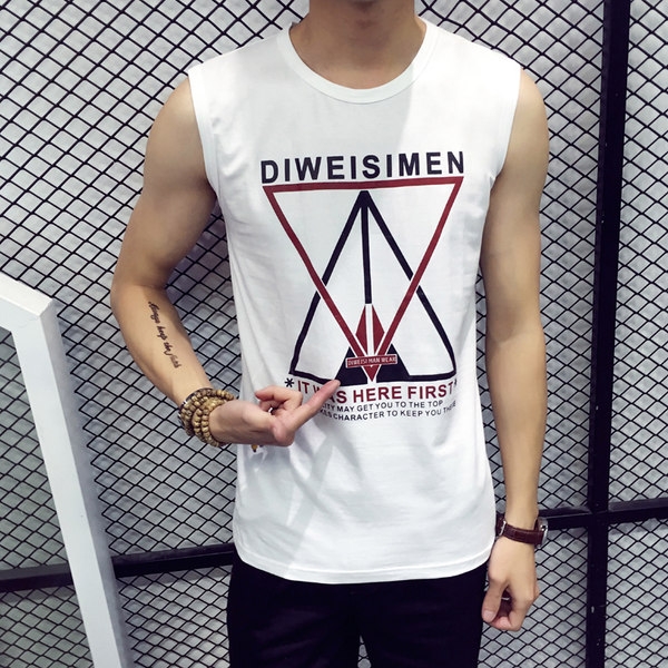 Мъжки памучни потници в черен и бял цвят