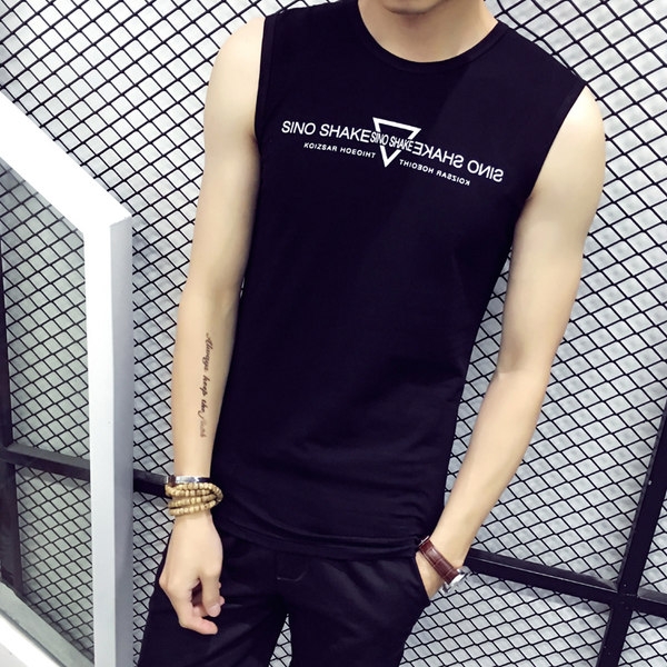 Мъжки памучни потници в черен и бял цвят