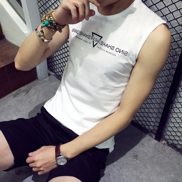 Мъжки памучни потници в черен и бял цвят