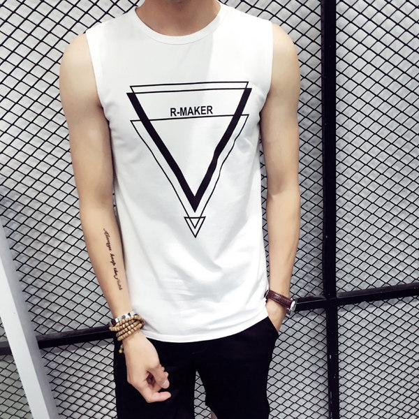 Мъжки памучни потници в черен и бял цвят