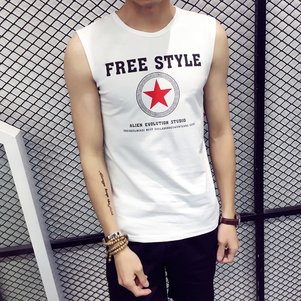 Мъжки памучни потници в черен и бял цвят