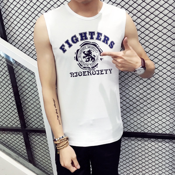 Мъжки памучни потници в черен и бял цвят