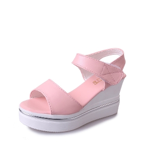 Дамски сандали на ниска платформа: Розови и Бели