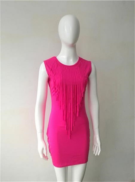 Дамска лятна рокля с ресни в неонови цветове