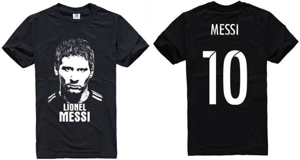 Специални фен футболни тениски за феновете на Барселона и звездите на Каталунците с номер и изображения на Суарес, Меси, Неймар